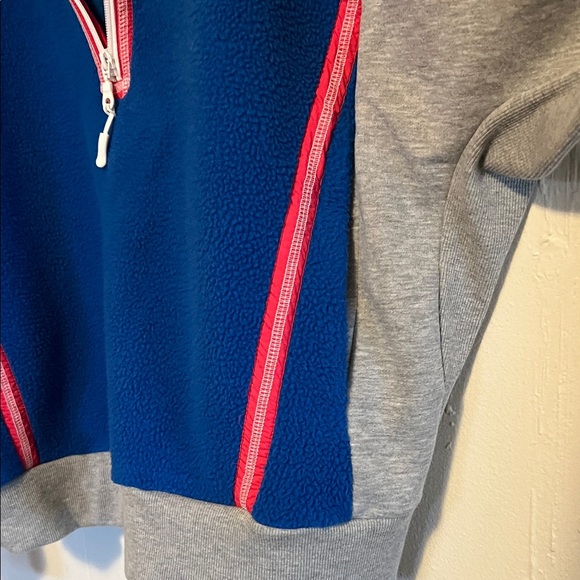 Anthropology /daily practice Blue and Gray Zip-Up Sweater with Pink Accents - Picture 3 of 10